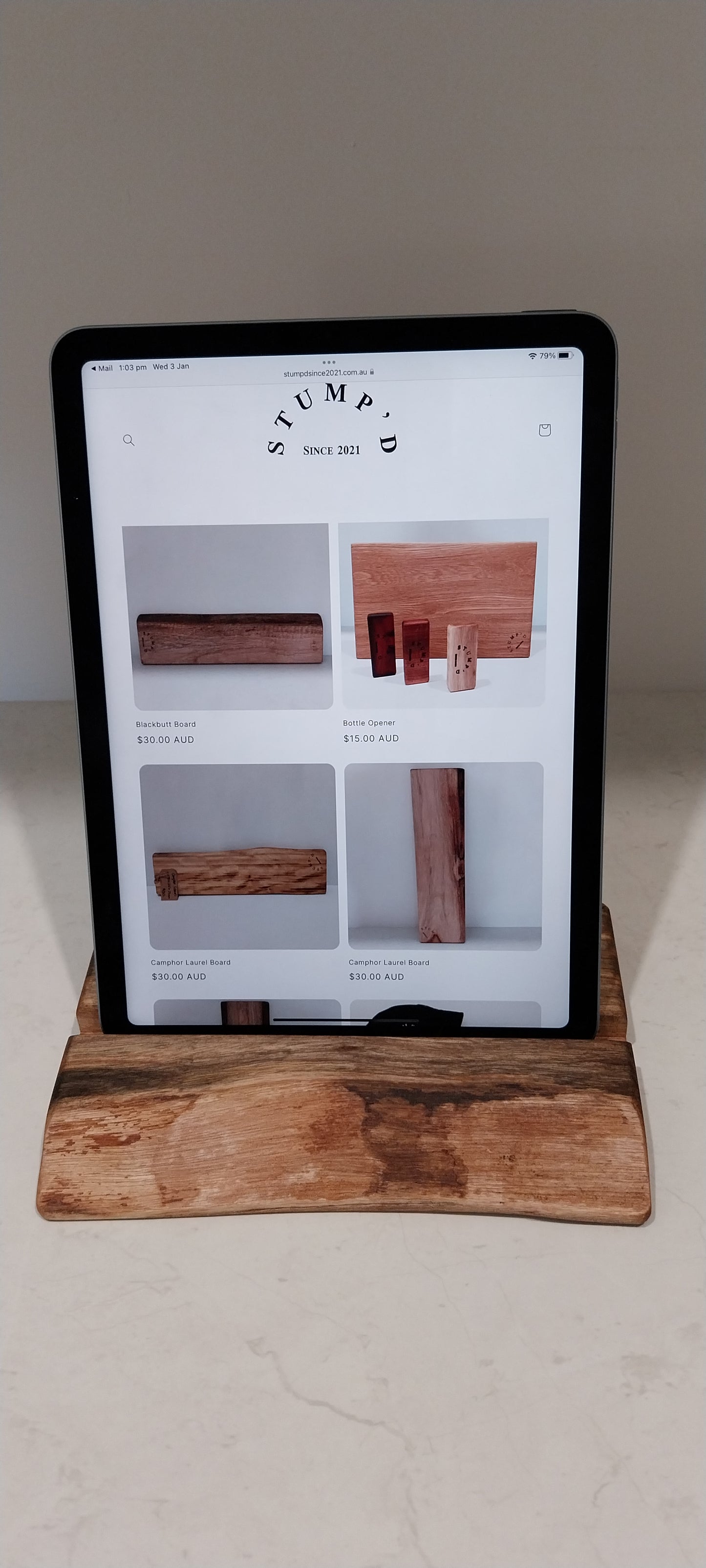 Ipad Stand - Tasmanian Blackwood - Live Edge